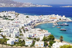 Mykonos Town, elevated view, Mykonos, Cyclades Islands, Greece