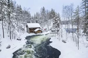 Images Dated 18th February 2014: Myllykoski rapids and old mill in Juuma, Oulankajoki National Park, Kuusamo, Finland