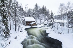 Finland Gallery: Myllykoski rapids and old mill in Juuma, Oulankajoki National Park, Kuusamo, Finland