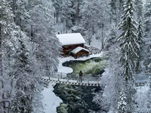 Watermill Prints: Myllykoski Mill in Winter, Oulanka National Park, Kuusamo, Finland