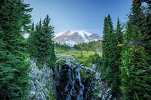 Road Trip Prints: Myrtle Falls and Mount Rainier, Mount Rainier National Park, Washington, USA