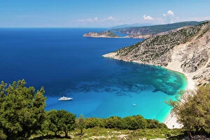 Images Dated 12th June 2023: Myrtos Beach on the island of Kefalonia, Ionian Islands, Greece. Summer (June) 2023