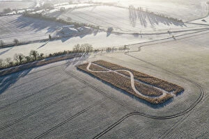 Images Dated 12th June 2023: Mysterious crop pattern in a Wiltshire field near West Kennet Long Barrow, Wiltshire, England