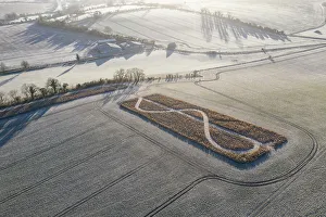 Images Dated 12th June 2023: Mysterious crop pattern in a Wiltshire field near West Kennet Long Barrow, Wiltshire, England