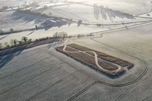Wiltshire Prints: Mysterious crop pattern in a Wiltshire field near West Kennet Long Barrow