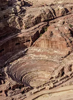 Nabatean Theatre, elevated view, Petra, Ma an Governorate, Jordan