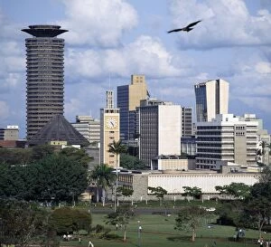 The Nairobi city skyline with Kenyas Parliament