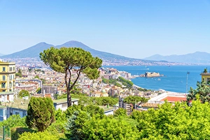 Vesuvius Prints: Naples, Campania, Italy. Panoramic view of the city and gulf