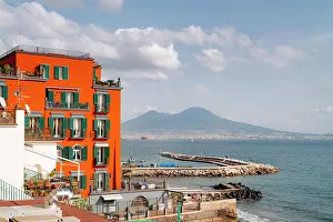 Vesuvius Prints: Naples, Italy: Colorful architecture meets the sea
