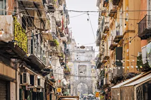 Urban Landscape Prints: Naples street scene: Balconies