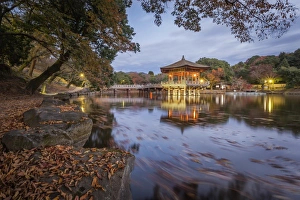 Koyo Prints: Nara, Ukimido gazebo, Japan