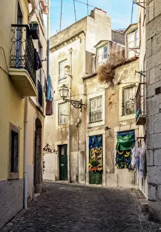 Images Dated 1st October 2017: Narrow Lane of Alfama, Lisbon, Portugal