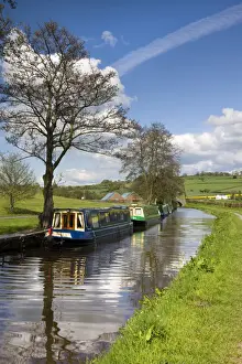 Narrowboat Prints: Narrowboats moored on the Monmouthshire and Brecon Canal near Pencelli, Brecon Beacons