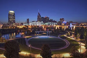 Nashville, Tennessee, Barge, Cumberland River, John Seigenthaler Pedestrian Bridge