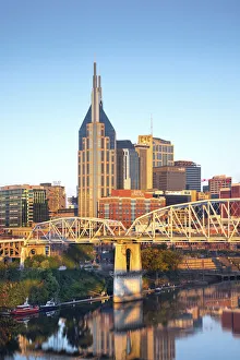 Nashville, Tennessee, Skyline, Cumberland River, John Seigenthaler Pedestrian Bridge