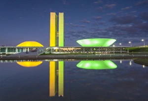 National Congress at dusk, Brasilia, Federal District, Brazil