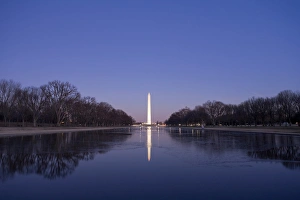 Washington Dc Prints: National Mall and Washington Monument at Dusk