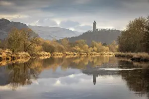 Stirling Prints: The National Wallace Monument reflected in the River Forth at Stirling