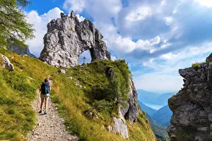 Natural Arch Prints: natural arch rock formation called Porta di Prada in the Grigna mountain