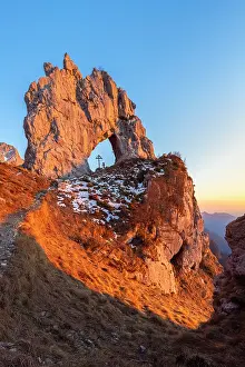 Natural Arch Prints: natural arch rock formation called Porta di Prada in the Grigna mountain