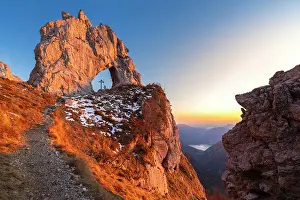 Natural Arch Prints: natural arch rock formation called Porta di Prada in the Grigna mountain