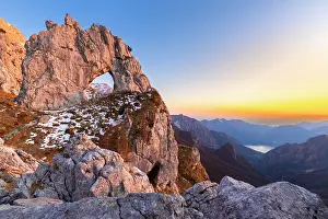 Natural Arch Prints: natural arch rock formation called Porta di Prada in the Grigna mountain
