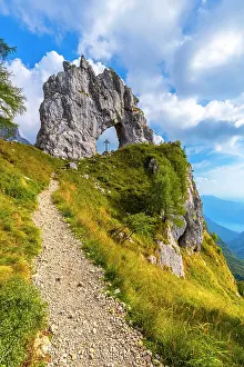 Natural Arch Prints: natural arch rock formation called Porta di Prada in the Grigna mountain