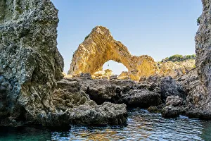 Lindos Prints: A natural rock arch in Lindos, Rhodes, Dodecanese Islands, Greece