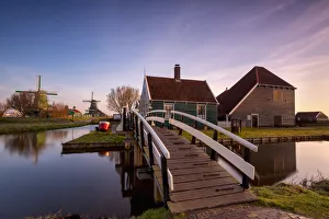 Zaanse Schans Prints: Nedthrlands, Sunrise in Zaanse Schans, Province of Zaandam