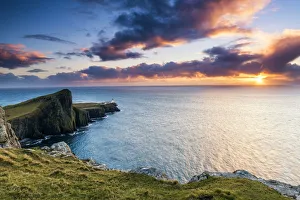 Neist Point Lighthouse at Sunset, Isle of Skye, Highland Region, Scotland