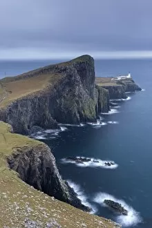Neist Point Lighthouse, the most westerly point on the Isle of Skye, Scotland. Winter