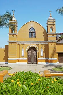 The Neo-Gothic style facade of 'La Ermita de Barranco'church, Barranco, Lima, Peru