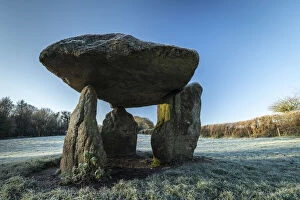Neolithic dolmen Spinsters Rock near Drewsteignton in Dartmoor National Park, Devon
