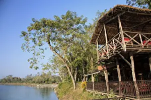 Accomodation Prints: Nepal, Chitwan National Park, Lodge on Narayani River