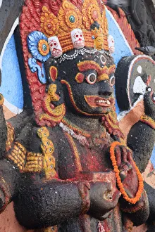 Nepal, Kathmandu, Durbar Square (UNESCO Site), Kala Bhairab Statue (Shiva the Destroyer)