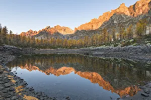 Larix Prints: The Nero Lake in autumn at sunrise (Buscagna Valley, Alpe Devero, Alpe Veglia