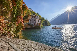 Nesso Prints: Nesso village in Autumn time, lake Como, Como province, Lombardy, Italy, Europe