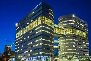 Netherlands, Amsterdam, Omval Commercial District, office towers, dawn Netherlands, Amsterdam, Omval Commercial District, office towers, dawn