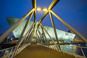 Netherlands, Amsterdam, Oosterdok area, NEMO science center buidling, dawn