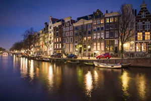 Prinsengracht Prints: Netherlands, Amsterdam, along Prinsengracht canal, dusk