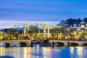 Netherlands, North Holland, Amsterdam. Magere Brug, Skinny Bridge, on the Amstel Netherlands, North Holland, Amsterdam. Magere Brug, Skinny Bridge, on the Amstel
