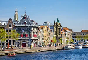 Netherlands, North Holland, Haarlem. Buildings along the Spaarne River
