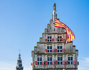 Images Dated 13th July 2016: Netherlands, South Holland, Gouda. Rear side of Stadhuis Gouda city hall on Markt square
