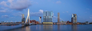 Netherlands, South Holland, Rotterdam, Erasmusbrug, Erasmus Bridge and Wilhelminakade 137