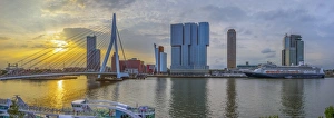 Netherlands, South Holland, Rotterdam, Erasmusbrug, Erasmus Bridge and Wilhelminakade 137