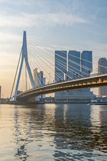 Netherlands, South Holland, Rotterdam, Erasmusbrug, Erasmus Bridge and Wilhelminakade 137