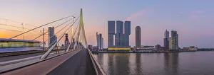 Netherlands, South Holland, Rotterdam, Erasmusbrug, Erasmus Bridge and Wilhelminakade 137