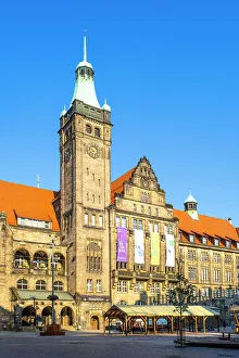 Marktplatz Prints: Neue Rathaus, Marktplatz, Chemnitz, Saxony, Germany