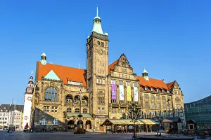 Marktplatz Prints: Neue Rathaus, Marktplatz, Chemnitz, Saxony, Germany