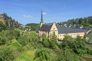 NeumAonster abbey at Grund with Bock Kasematten, Luxembourg